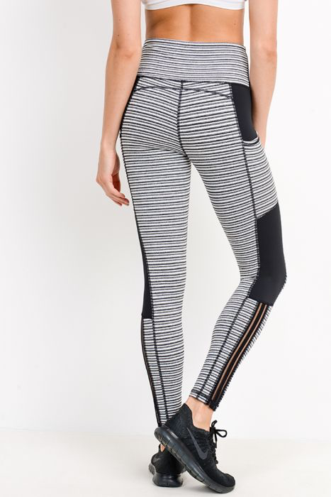 Striped high waisted infinity mesh leggings