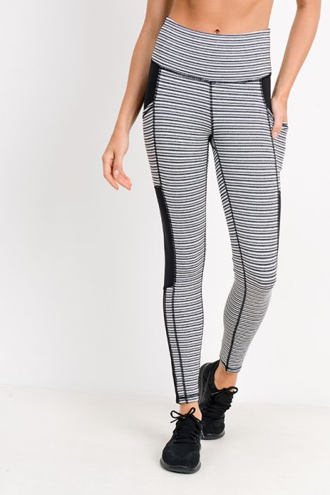 Striped high waisted infinity mesh leggings